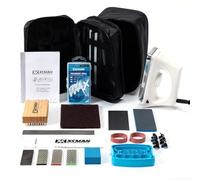 XCMAN Kit Completo de Afinación y Depilación para Esquí y Snowboard con Plancha de Encerar, Cera para Esquí, Afinador de Borde Lateral, Reparación de Base Ptex, Piedra Gomosa, Piedras de Diamante para