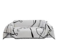 XCNSHIDY Funda de Sofá Moderna Negra Blanca con Flecos, Housse Chenille Antideslizante Lavable, Protector de Muebles para 1/2/3/4 Plazas, Decoración Salón(180 * 460cm)