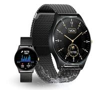 XCOAST Qin XC Pro Smartwatch 45 mm Negro, 1,3 pulgadas AMOLED, resistente al agua, pulso, presión arterial, oxígeno en sangre, 21 modos deportivos, batería de 7 días, iOS y Android, acero inoxidable