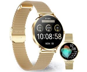 XCOAST SIONA 2 NANO Reloj inteligente para mujer, muy pequeño, dorado, 37 x 6,9 mm, pantalla amoled ultranítida, iOS y Android, impermeable, plano, pulso, presión arterial, oxígeno en sangre, deporte,