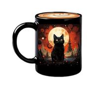 XCoffee Cup - Taza de Halloween | Black Cat Cups | Funny Mysterious Coffee Cup | Festives Temed Beverage Holder | Ceramic Halloween Festive Mugs for Kids Work Women Friends Juice Men Milk Adults Beer