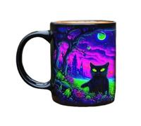 XCoffee Cup - Taza de Halloween | Black Cat Cups | Funny Mysterious Coffee Cup | Festives Temed Beverage Holder | Ceramic Halloween Festive Mugs for Kids Work Women Friends Juice Men Milk Adults Beer