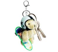 xCouchette d'ours mignon - Anneau de clé animale pour les femmes | Charme de sac moelleux doux | Mini chaîne de clés en peluche avec casque | Pendant sac à dos pour les filles | Accessoire à bourse av