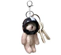 xCouchette d'ours mignon - Anneau de clé animale pour les femmes | Charme de sac moelleux doux | Mini chaîne de clés en peluche avec casque | Pendant sac à dos pour les filles | Accessoire à bourse av