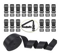 XCOZU 15 Piezas 25mm Hebillas de Plastico Hebilla Mochila Cierre Rapido Hebilla, 1 Rollo 5 Yardas 25mm Negro Correa Nylon para Hacer Bricolaje Correa de Equipaje, Reparación de Mochila