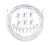 XCOZU Alambre para cortina con ganchos autoadhesivos, alambre para cortina de malla, juego de alambre para cortina de malla y ganchos, kit de cuerdas para colgar varillas de cortina de malla con