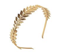 XCOZU - Corona de hojas romanas, tiara de oro con banda de hojas, diadema para novia, para chicas, tocado de hoja de laurel, tocado bohemio