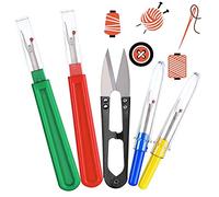 XCOZU Kit de Costura para Descoser, 4 Piezas, Herramienta para Cortar Hilos con Tijeras de Recortar, Herramienta para Dobladillos, Costureras, Bolsillos, Costura