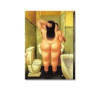 XCPORA Fernando Botero Poster The Bath Wall Art Fernando Botero Prints Fernando Botero Canvas Painting Funny Home Decor Wall Art 40x50cmx1 Sin Marco