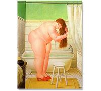 XCPORA Póster de Fernando Botero, el baño, Arte de Pared, Impresiones de Fernando Botero, Pintura en Lienzo de Fernando Botero para decoración de Pared del hogar, Imagen 30x40cmx1 sin Marco