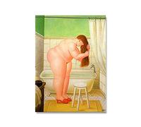 XCPORA Pósteres de Fernando Botero 《El baño》 Pintura en Lienzo Arte de Pared Divertido Fernando Botero Impresiones Imágenes Creativas para decoración del hogar 50x70cmx1 Sin Marco