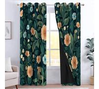 XCQHZYQ Cortinas Dormitorio Salón Estilo Floral William Morris Térmicas Aislantes Anti-Ruido Decorativa Cortinas Habitacions para Sala de Estar Dormitorio Ojales 2 Piezas 2x110x215 cm Verde Oscuro