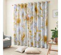 XCQHZYQ Cortinas Dormitorio Salón Hojas Florales Inspiradas En La Naturaleza Térmicas Aislantes Anti-Ruido Decorativa Cortinas Habitacions para Sala de Estar con Ojales 2 Piezas 2x110x215 cm Oro