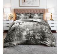 XCQHZYQ Edredon Nordico Cama 90 Vintage Tropical Aves Selva, Colcha Infantil Relleno Nordico 150x200 cm de Microfibra, Edredón 4 Estaciones Reversible En Blanco Y Negro, con 2 Fundas de Almohada