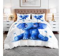 XCQHZYQ Edredón Nórdico Reversible Dibujo Elefante Estrella Blanco, Edredón Relleno Nórdico Cama 90 150x200 cm, 4 Estaciones Acolchado Estampado 3D Suave y Ligero con 2 Fundas de Almohada