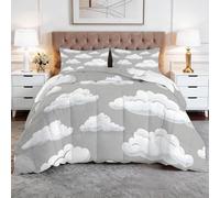 XCQHZYQ Edredón Nórdico Reversible Dibujo Soñador Nube Gris, Edredón Relleno Nórdico Cama 150 220x240 cm, 4 Estaciones Acolchado Estampado 3D Suave y Ligero con 2 Fundas de Almohada