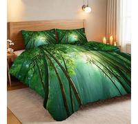 XCQHZYQ Edredón Nórdico Reversible Naturaleza Paisaje Bosque de Bambú Verde, Edredón Relleno Nórdico Cama 150 220x240 cm, 4 Estaciones Acolchado Estampado 3D Suave y Ligero con 2 Fundas de Almohada