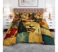 XCQHZYQ Edredón Nórdico Reversible Street Arte Collage Beige, Edredón Relleno Nórdico Cama 90 150x200 cm, 4 Estaciones Acolchado Estampado 3D Suave y Ligero con 2 Fundas de Almohada