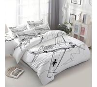 XCQHZYQ Funda Nórdica Cama 150 Aviones Segunda Guerra Mundial Dibujados A Mano, Funda Edredon con Cremallera 220x240 cm Blanco Negro Microfibra Suave Agradable 3 Piezas Juego de Ropa de Cama Adulto