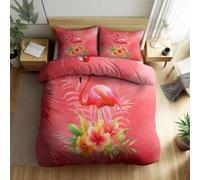 XCQHZYQ Funda Nórdica Cama 150 Estilo Acuarela Flamenco De Dibujos Animados, Funda Edredon con Cremallera 220x240 cm Rosa Microfibra Suave Agradable 3 Piezas Juego de Ropa de Cama Adulto
