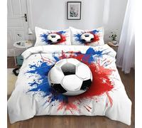 XCQHZYQ Funda Nordica para Cama 105/135 Fútbol Graffiti Pintura Juego de Ropa de Cama Fundas Nórdicas 180x220 cm Poliéster Algodón, 3 Piezas Juego de Cama Cremallera Funda de Almohada
