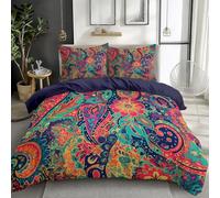 XCQHZYQ Funda Nordica para Cama 180 Patrón De Paisley Hippie Microfibra Suave Juego de Funda Edredónes 240x260 cm y 2 Funda de Almohada 50x75 cm, Juego de Ropa de Cama