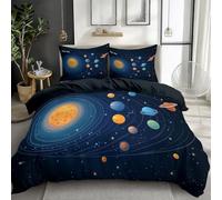 XCQHZYQ Funda Nordica para Cama 180 Sistema Solar Cielo Estrellado Azul Microfibra Suave Juego de Funda Edredónes 240x260 cm y 2 Funda de Almohada 50x75 cm, Juego de Ropa de Cama
