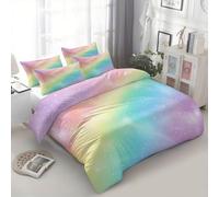 XCQHZYQ Juego de Ropa de Cama de 220x220 cm Arcoíris Degradado Cielo Estrellado, Verano 3 Piezas Vistoso Funda Nórdica Cama 135 con 2 Fundas de Almohada de 50x75 cm, Suave y Reversible