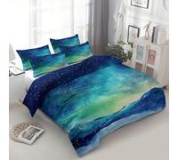 XCQHZYQ Juego de Ropa de Cama Reversible Fantasía Cielo Nocturno Copos De Nieve, Funda Nordica Cama 105 Suave Microfibra, Funda Edredon 200x200 cm y 2 Fundas de Almohada de 50x75 cm, Azul Verdoso