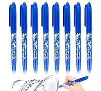 XCRPRT Bolígrafo borrable de gel, 8 unidades de tinta azul, suministros de oficina para estudiantes, bolígrafo fricción 0,5 mm