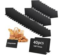 XCRPRT Mini Letreros de Pizarra de Pie, 40 Mini Pizarra de 75x100mm, Mini Pizarra Pequeña Fácil de Escribir y Limpiar, Letreros de Tiza Acrílica para Alimentos con Bolígrafo para Boda,Restaurante