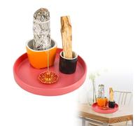 XCRPRT Soporte para incienso de cerámica 4 en 1, soporte para quemador de incienso, soporte de palo santo para cada incienso, salvia blanca, conos de incienso, velas