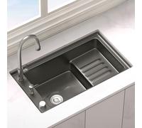 XCSCUK Fregadero de Cocina de Acero Inoxidable, Fregadero de un Solo Cuenco para el hogar, Lavabo para Verduras, con Grifo extraíble, estación de Trabajo de Fregadero Individual (A)