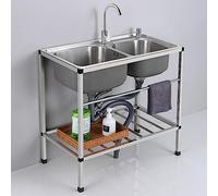 XCSCUK Fregadero de Cocina, Fregadero de estación de Trabajo de Granja, Fregadero Independiente, con escurridor/Grifo de Agua fría y Caliente, para Cocina al Aire Libre