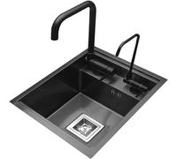 XCSCUK Fregadero de Cocina Nano, Fregadero de Acero Inoxidable 304, Fregadero de la estación de Trabajo, con Grifo de extracción Caliente y fría, para Cocina, balcón, Barra