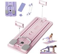 XCSCUK Juego de Tabla reformadora de Pilates, Tabla de Ejercicio AB Multifuncional, Entrenador de planchas, Tabla de Rodillo AB de Rebote automático Plegable (Pink)
