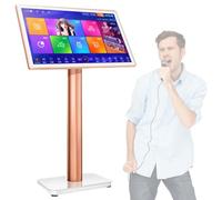XCSCUK Máquina de Karaoke, Equipo de Karaoke de 22 Pulgadas, Pantalla táctil capacitiva 4K HD, 27 Idiomas, para Bar Fiesta en casa (White 1TB)