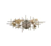 XCSCUK Reloj de Pared con Mapa Mundial, Reloj silencioso de Metal, Reloj de decoración del hogar, Adecuado para hoteles, Empresas multinacionales (Gold)