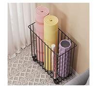 XCSCUK Soporte para Esterilla de Yoga, Organizador de Almacenamiento con Rodillo de Espuma, Cesta para Equipos de Fitness con Ruedas bloqueables para Gimnasio, Estudio (Black)