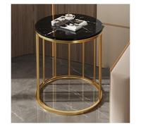 XCSDEW Mesita De Noche, Estante Almacenamiento Abierto, Marco Arte Acero, Tablero Mesa Roca Redonda, Adecuado For La Esquina del Sofá Dormitorio(Color2)