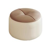 XCSDEW Puf Redondo, Taburete De Madera Maciza For Sofá, For Cambiarse Los Zapatos Junto A La Entrada, Acabado En Piel, Ideal For El Salón(Color3)