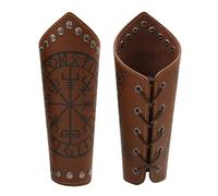 XCSJ 2 Pcs Brazales Medievales De Cuero PU Protectores De Brazo De Cuero Brazales De Cuero Medieval Brazalete De Brazalete Medievale para Cosplay, Halloween, Costume (marrón)