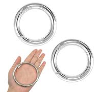 XCSJ 2 Pcs Mosquetón Redondo De Aleación Zinc 75mm Mosquetones Redondos Grandes Gancho Resorte Redondo Aleación Zinc Anillos Resorte Hebillas Resorte Redondas para Bolsos, Carteras, Llaveros (Plata)