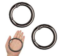 XCSJ 2 Pcs Mosquetón Redondo De Aleación Zinc 75mm Mosquetones Redondos Grandes Gancho Resorte Redondo Aleación Zinc Anillos Resorte Hebillas Resorte Redondas para Bolsos, Carteras, Llaveros (Negro)