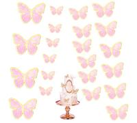 XCSJ 22Pcs Decoración Tarta Mariposas Magdalena Decorativa Mariposa Accesorios Para Tartas De Fiesta De Cumpleaños Decoración Para Tortas De Fiesta Bodas De Cumpleaños Decoraciones De Pared (Rosa)