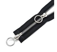 XCSJ #5 Cremalleras de Doble Apertura cremalleras de metal doble deslizador separable negro Cremallera para Coser, Abrigo, Plumón, Chaqueta, Bolsos, Artesanías (Negro, 70 cm)