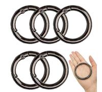 XCSJ 5 Pcs Mosquetón Redondo 61mm OD 50mm ID Mosqueton De Anilla Mosquetones Redondos Grandes Mosqueton Redondo Anilla Negro Mosquetones Redondos para Bolsos, Llaves, Hacer Manualidades (Negro)