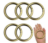 XCSJ 5 Pcs Mosquetón Redondo 61mm OD 50mm ID Mosqueton De Anilla Mosquetones Redondos Grandes Mosqueton Redondo Anilla Negro Mosquetones Redondos para Bolsos, Llaves, Hacer Manualidades (Bronce)