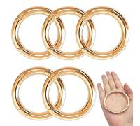 XCSJ 5pcs Mosquetón Redondo De Aleación Zinc 60mm Mosquetones Redondos Grandes Gancho Resorte Redondo Aleación Zinc Anillos Resorte Hebillas Resorte Redondas para Bolsos, Llaveros, Carteras (Dorado)
