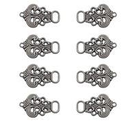 XCSJ Ganchos Metal Para Corpiño Dirndl, 8 Pcs (4 Pares), Botones Dirndl, Ganchos Corpiño Bonitos Ojales De Corpiño Para Dirndl Traje Tradicional, Falda Traje Tradicional,Corpiño,33x21mm (Gris)